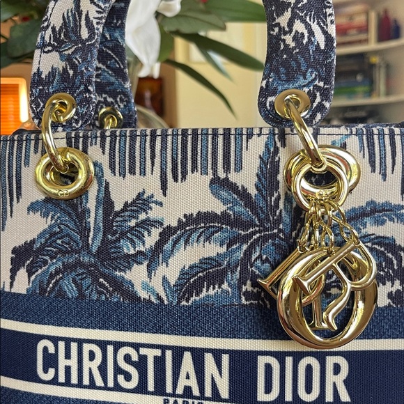 Dior White Blue and Gray Lady-D Canvas Bag - Picture 8 of 17